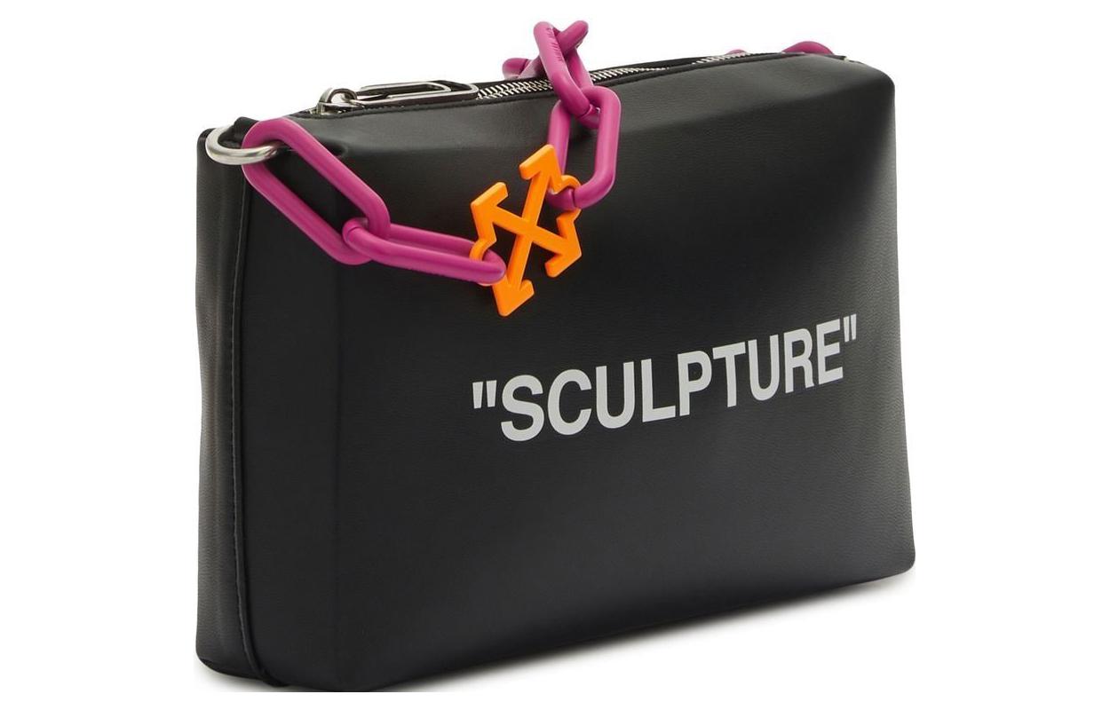 (WMNS) Off-White Block Pouch Quote Clutch Bag 'Black' OWNM019F22LEA0021001