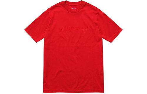 Supreme SS18 Tonal Embroidery Top Red Solid Color Embroidered Short Sleeve SUP-SS18-327