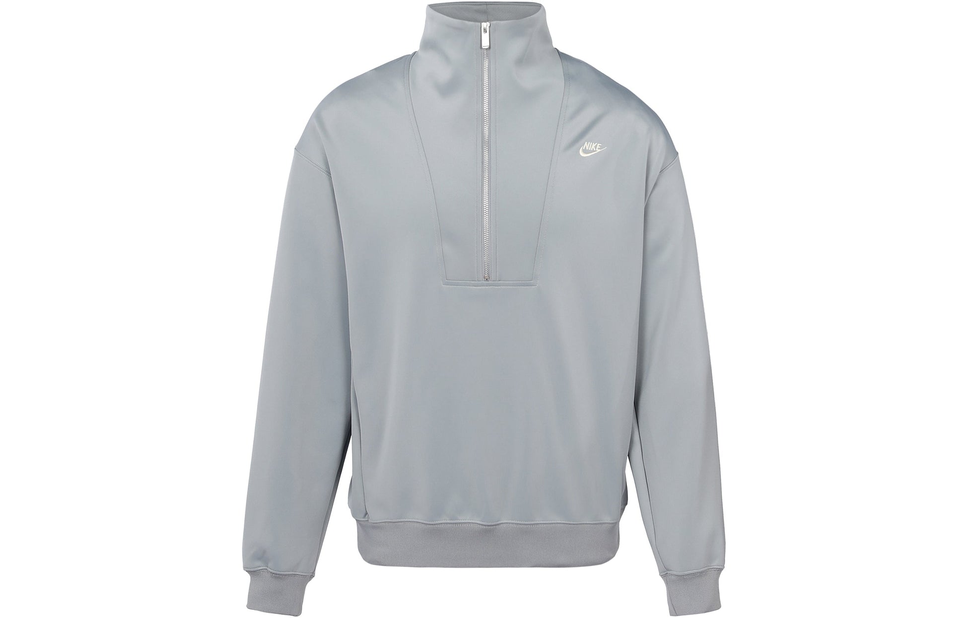 Men's Nike Back Alphabet Logo Printing Half Zipper Stand Collar Long Sleeves Jacket Milky Gray DQ4238-073