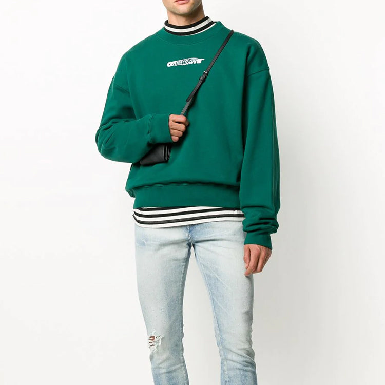 Off-White FW20 Logo Printing Pullover Men Green OMBA035E20FLE0015701
