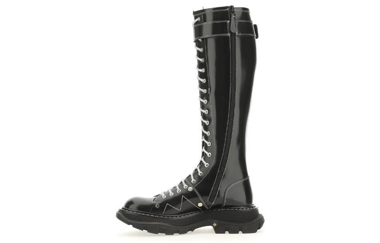 (WMNS) Alexander McQueen Buckle Detailed Lace-Up Boots 'Black' 718367WIC6D1081