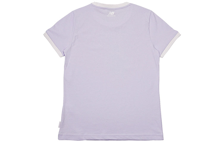 (WMNS) New Balance Sports Round Neck Short Sleeve Purple NEA2E012-DV