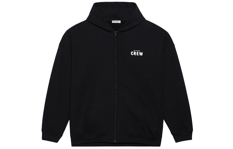 (WMNS) Balenciaga Crew Letter Printing Zipper Female Black 620948TIV751070