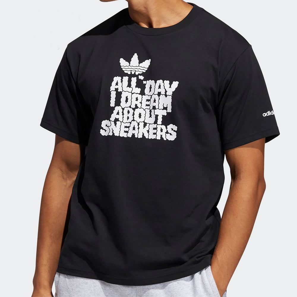adidas originals Funny Alphabet Printing Sports Round Neck Short Sleeve Black H16236