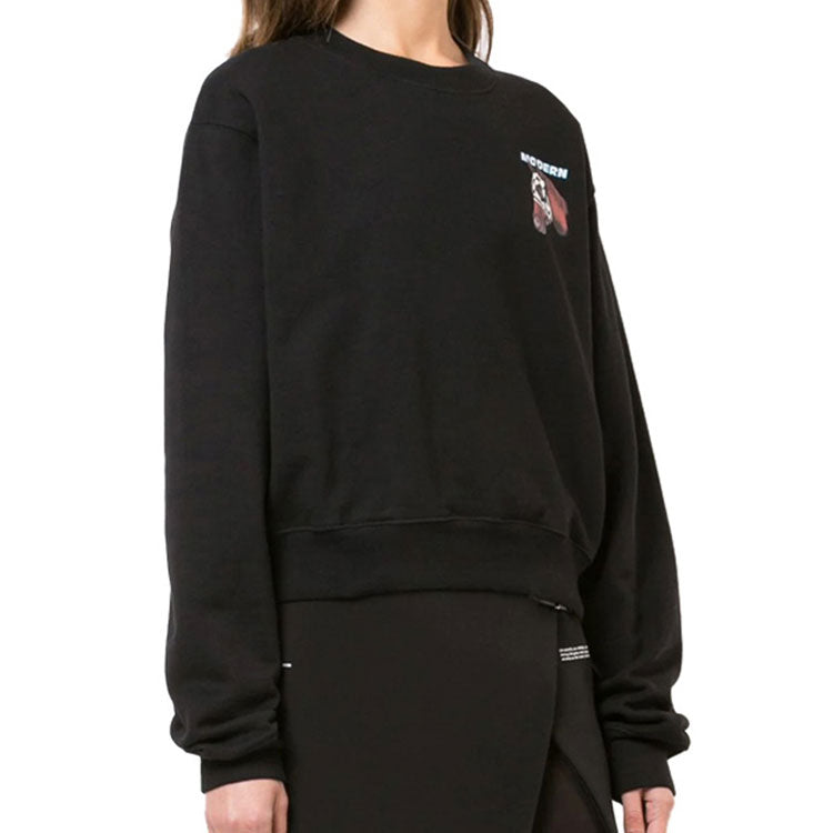 (WMNS) Off-White Cotton Horse Logo Loose Sweatshirt OWBA026F180030631088