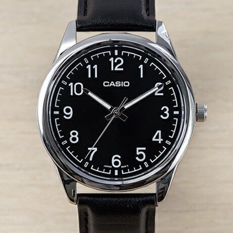 Men's CASIO DRESS Series Minimalistic Retro Small Business Numeric Watch Mens Black Analog MTP-V005L-1B4
