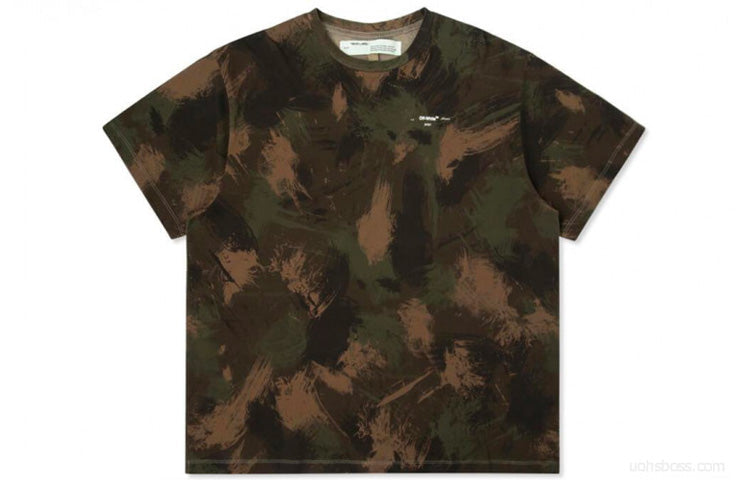 Off-White Paintbrush Short-Sleeve Camouflage Oversize Round Neck OMAA038E191850189901