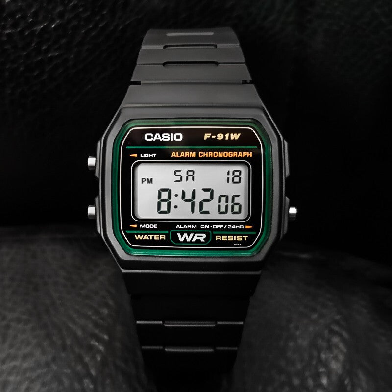 CASIO Waterproof Unisex Mens Black Digital F-91W-3