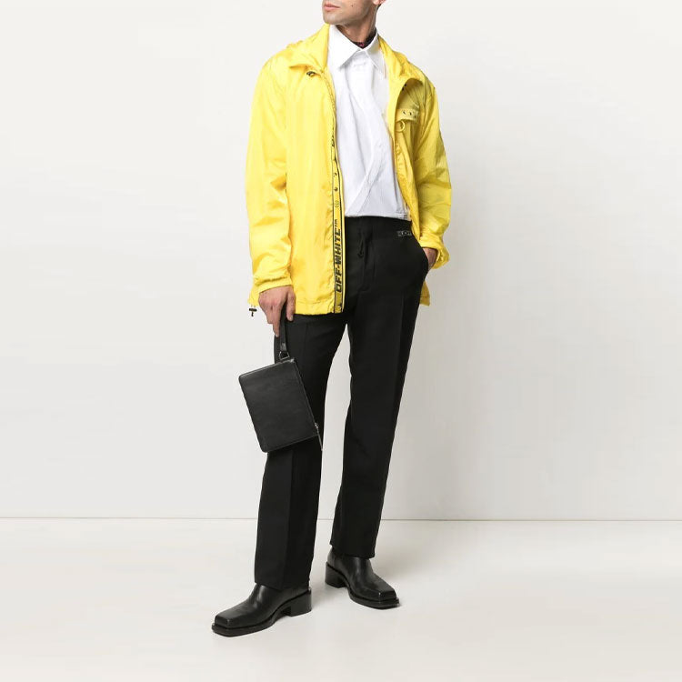 Off-White SS21 Logo Alphabet Printing Zipper Windbreaker Ordinary Version Yellow OMEB014S21FAB0011010