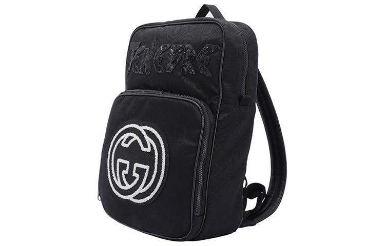 Gucci Retro Logo Printing Large Capacity schoolbag Backpack Unisex / Black 536724-9W8CX-1058
