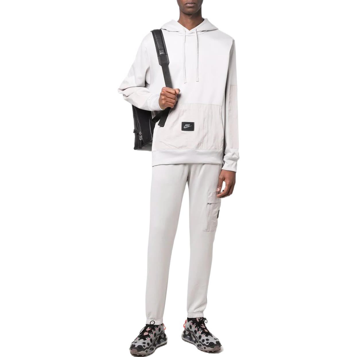Men's Nike Casual Breathable Solid Color Cargo Sweatpants Gray White DO2628-012