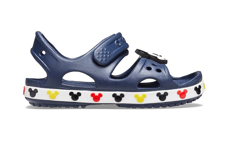 (PS) Crocs Funny Mickey Velcro Outdoor Open Toe Flat Heel Sports Deep Blue Sandals 206171-410