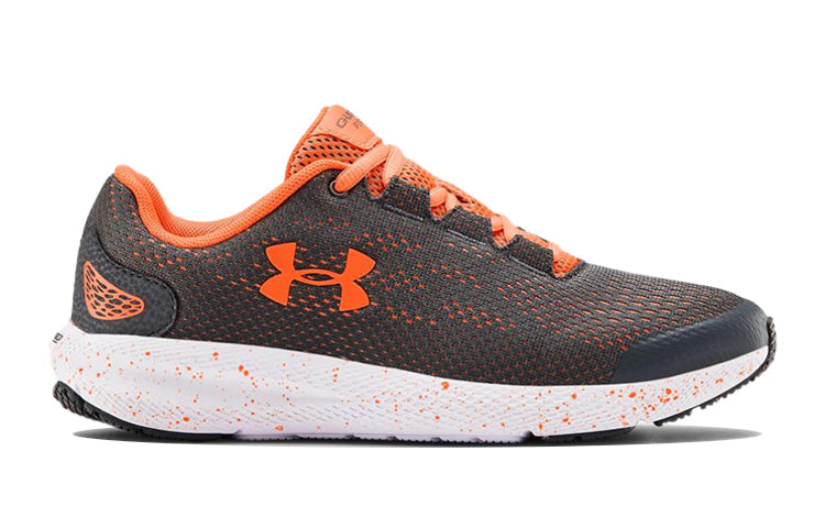 (GS) Under Armour Charged Pursuit 2 Sports Shoes Gray/Orange 3022860-100