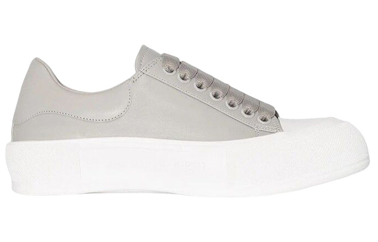 (WMNS) Alexander McQueen Deck Plimsoll Lace-Up Sneakers 'Grey White' 667245WIAB61806