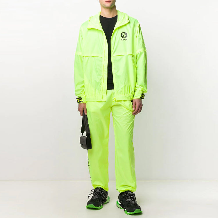 Off-White Casual Zipper Pocket Logo Printing Sports Pants/Trousers/Joggers Loose Fit Green OMVI002R20D160316210