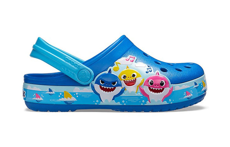 (PS) Crocs Funny Shark Small Crocs Outdoor Flat Heel Beach Sports Blue Sandals 206704-4JL