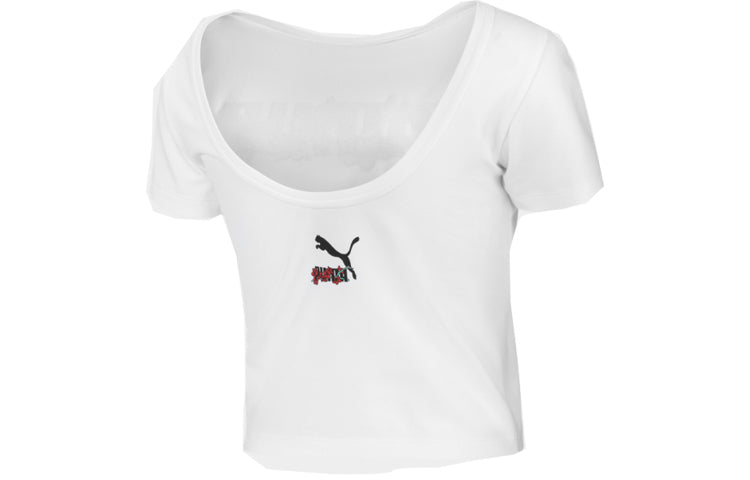 (WMNS) PUMA Casual Round Neck Printing Short Sleeve White 595699-02