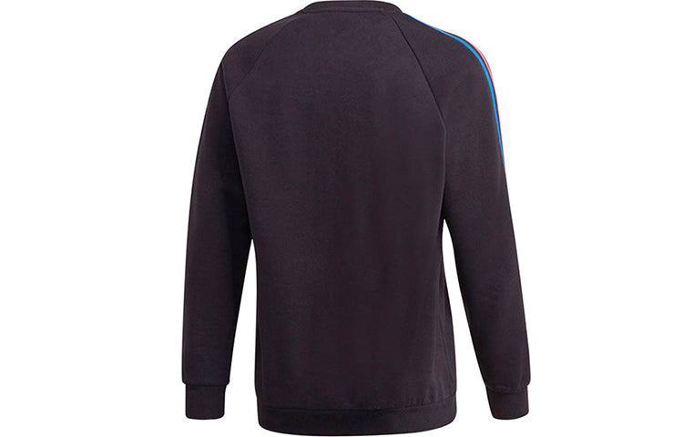 adidas originals logo Printing Side Stripe Round Neck Knit Black GE0804