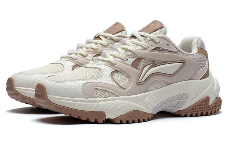 (WMNS) Li-Ning Star Wind Sneakers 'White Beige Brown' AGCT150-4