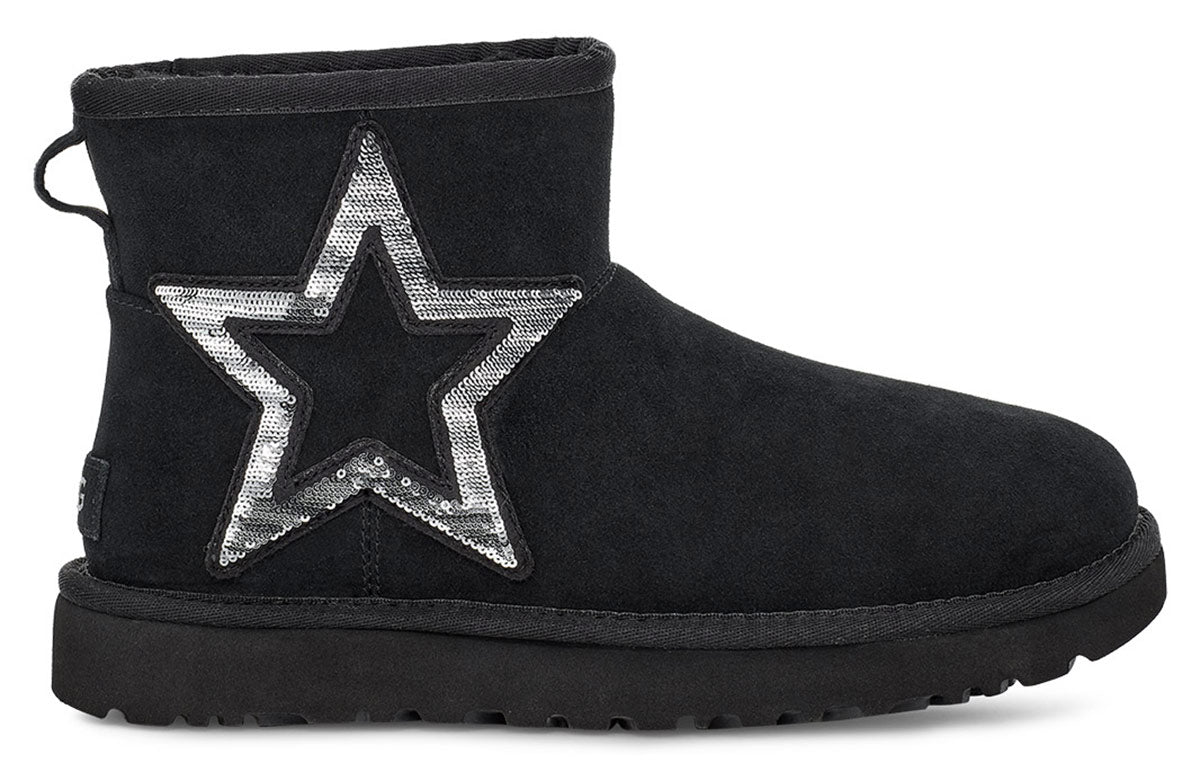 (WMNS) UGG Classic Mini Star Fleece Lined Snow Boots Black 1108909-BLK