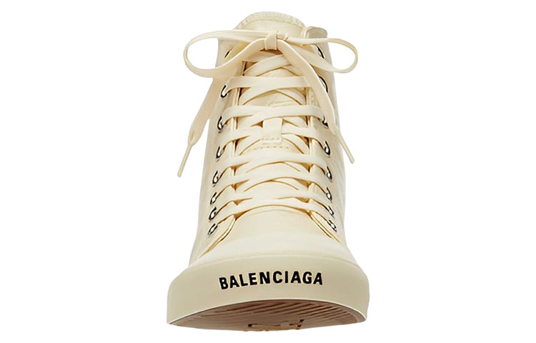 Balenciaga Paris High Top Sneakers 'Beige Leather and Beige Rubber' 688752W3RCA9090