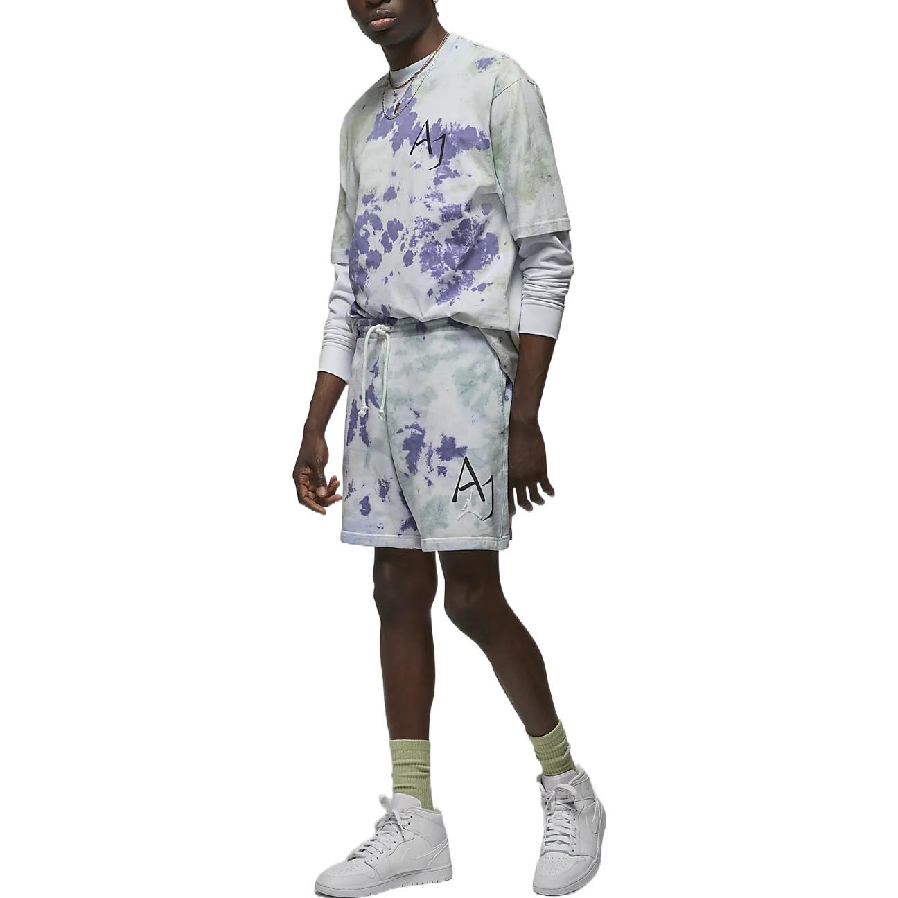 Men's Air Jordan Tie Dye Logo Knit Shorts Green Purple DM1871-366
