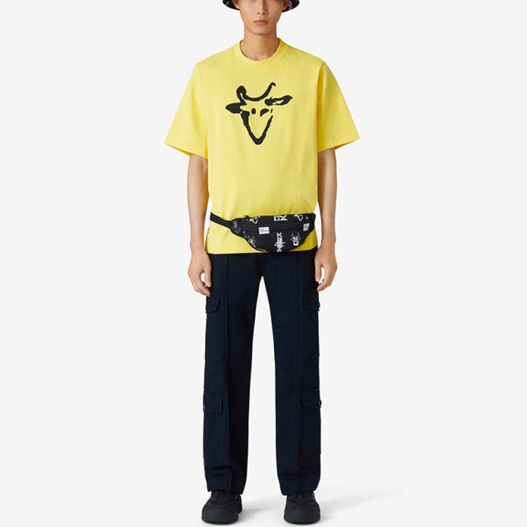 Men's KENZO China Capsule Series Printing Pattern Round Neck Short Sleeve Yellow FB55TS0584SB-39