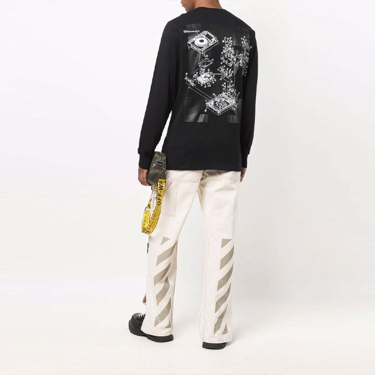 Off-White FW21 Pattern Printing Long Sleeves Round Neck Version Black OMAB001G21JER0011059