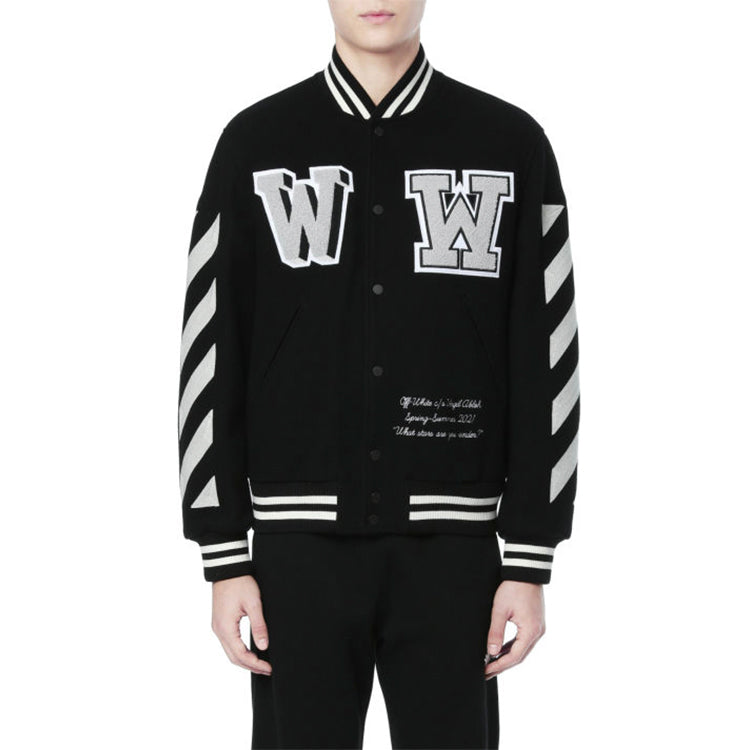 Off-White SS21 Alphabet Printing Long Sleeves Jacket Black OMEA267R21FAB0011001