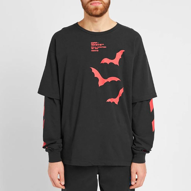 Off-White Diagonal Bats Double Sleeve For Men Black OMAB022E191850071020