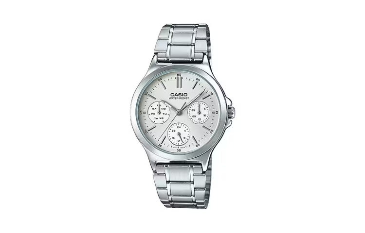 CASIO DRESS Series Business Waterproofes Couple Quartz Stainless Steel Strap Silver Analog MTP-V300D-7A&LTP-V300D-7A