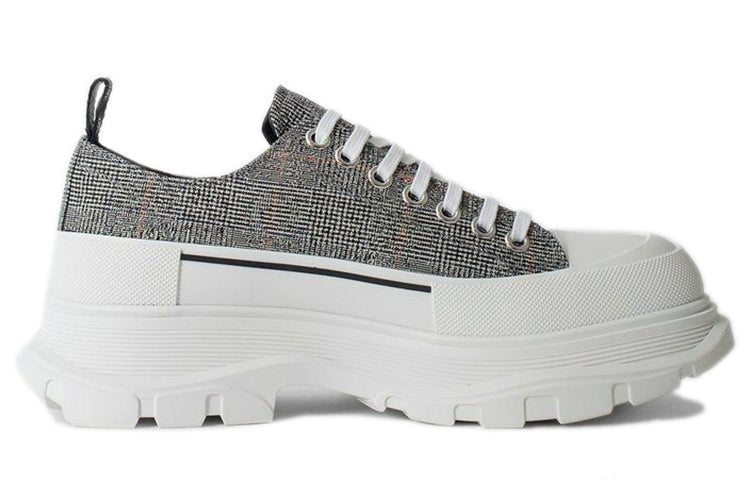 (WMNS) Alexander McQueen Tread Slick Plaid Lace-Up Sneakers 'Black White' 652757W4PE11071