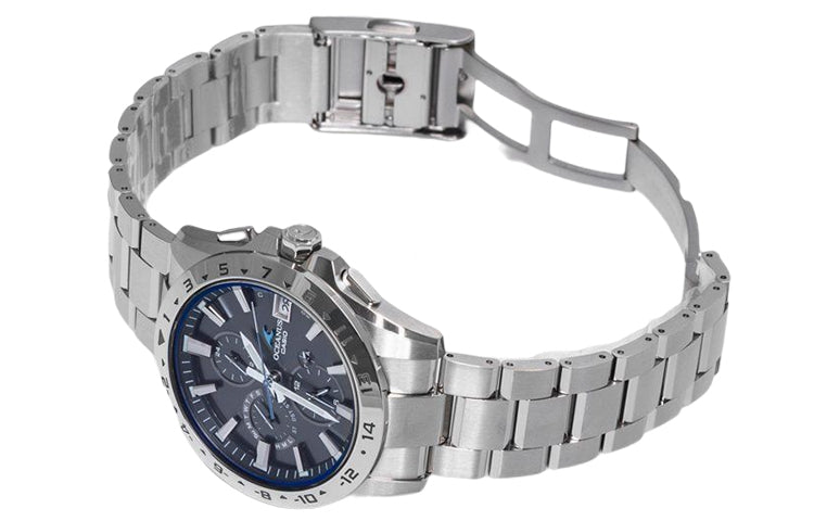 Men's CASIO Ocean Series Blue Quartz Sports Waterproof Smart Watch Mens Silver Analog OCW-T3000-1AJF