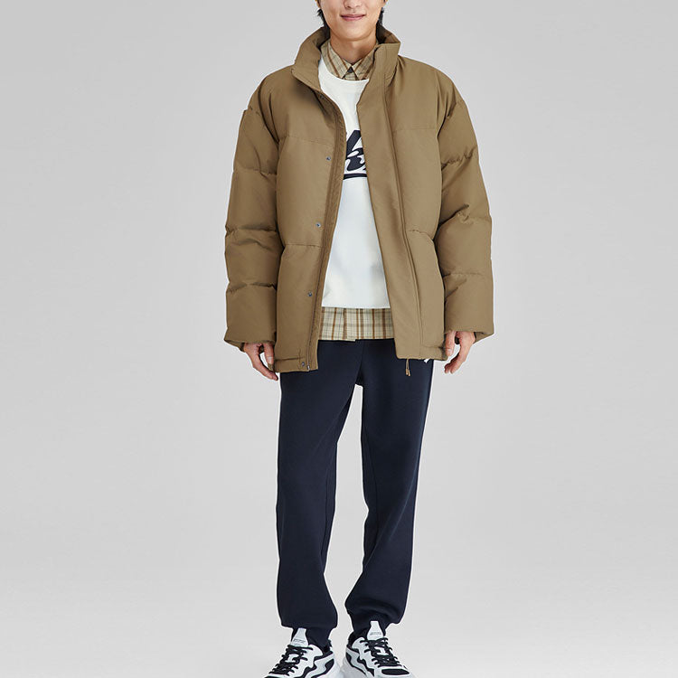 Skechers Sport Lifestyle Series Letter Printed Zip-up Down Jacket 'Tan' L423M087-01N2