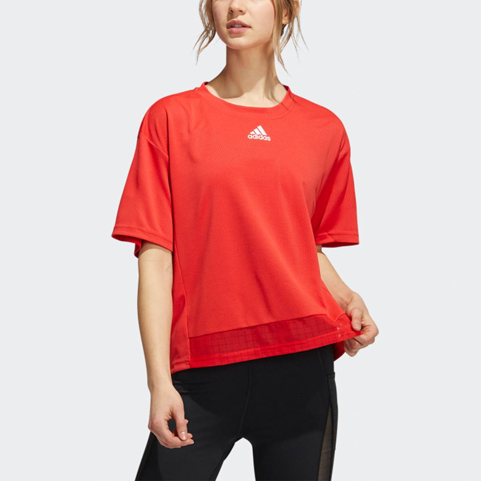 (WMNS) adidas Heat.rdy Mesh Training Sports Short Sleeve Red H50825