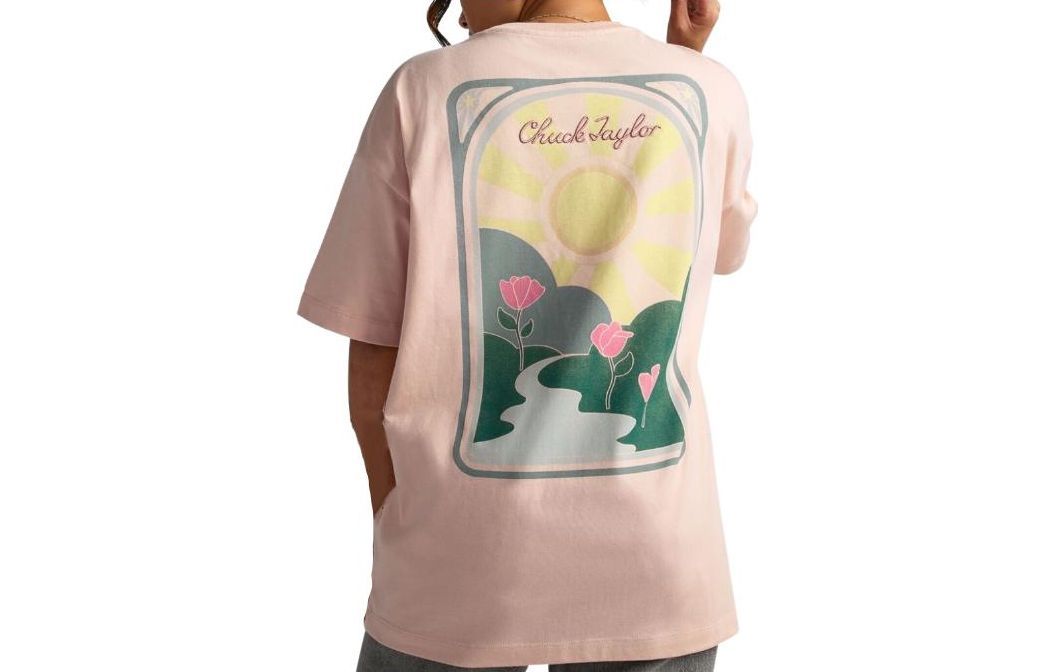 (WMNS) Converse Chuck Taylor High Summer Art OS Tee Asia Sizing 'Pink Sage' 10025186-A02