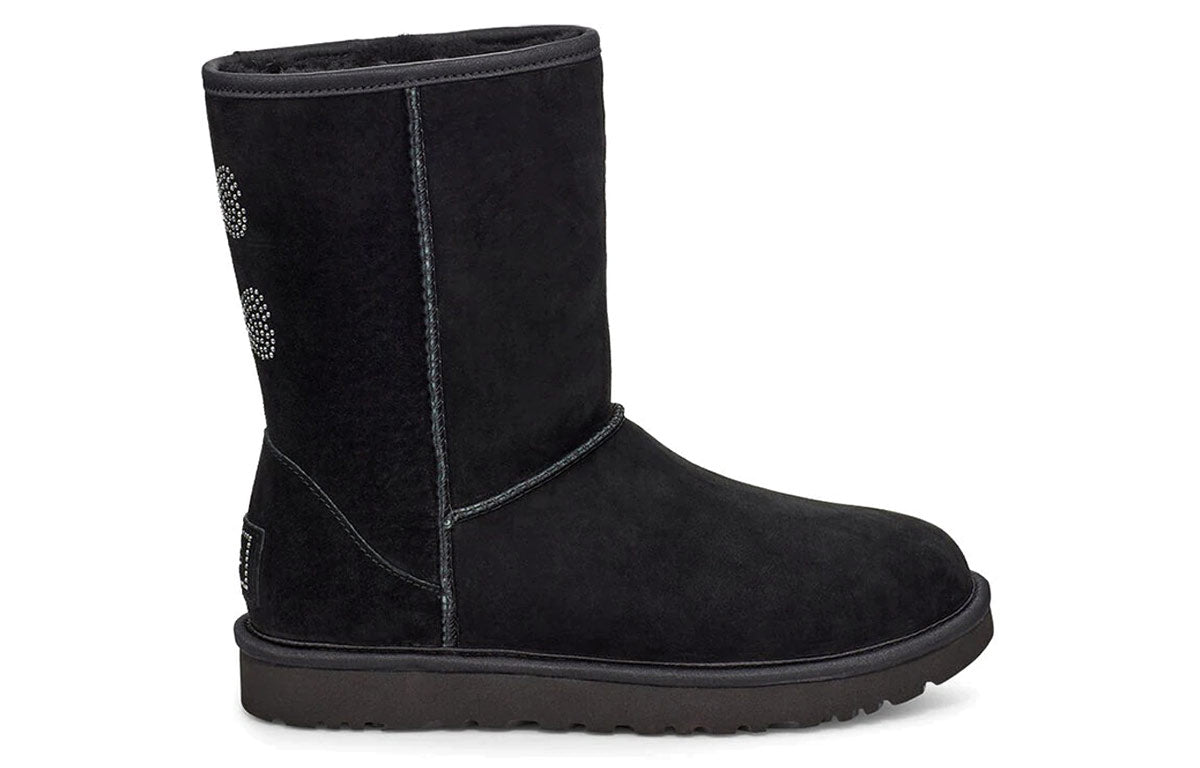 (WMNS) UGG Classic Short Crystal Snow Boots Black 1111791-BLK