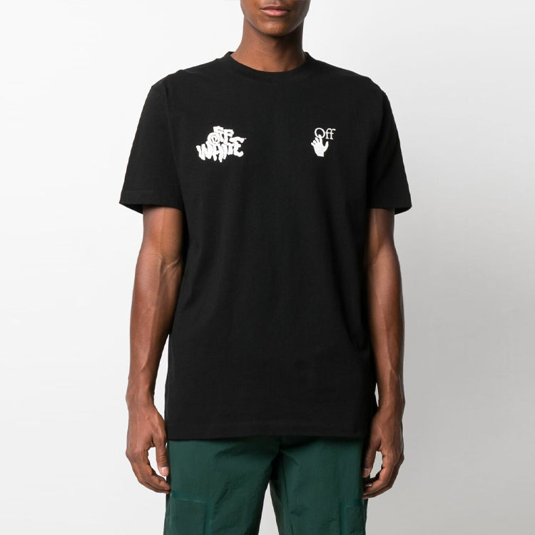 Off-White SS21 Logo Pattern Short Sleeve Loose Fit Black OMAA027S21JER0151001