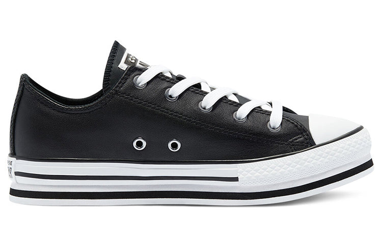 (GS) Converse Chuck Taylor All Star Leather EVA Platform Low 'Black' 669710C