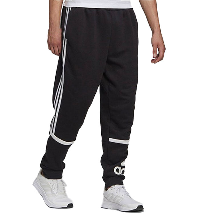 Men's adidas Large Logo Colorblock Casual Sports Breathable Long Pants/Trousers Black GK8903