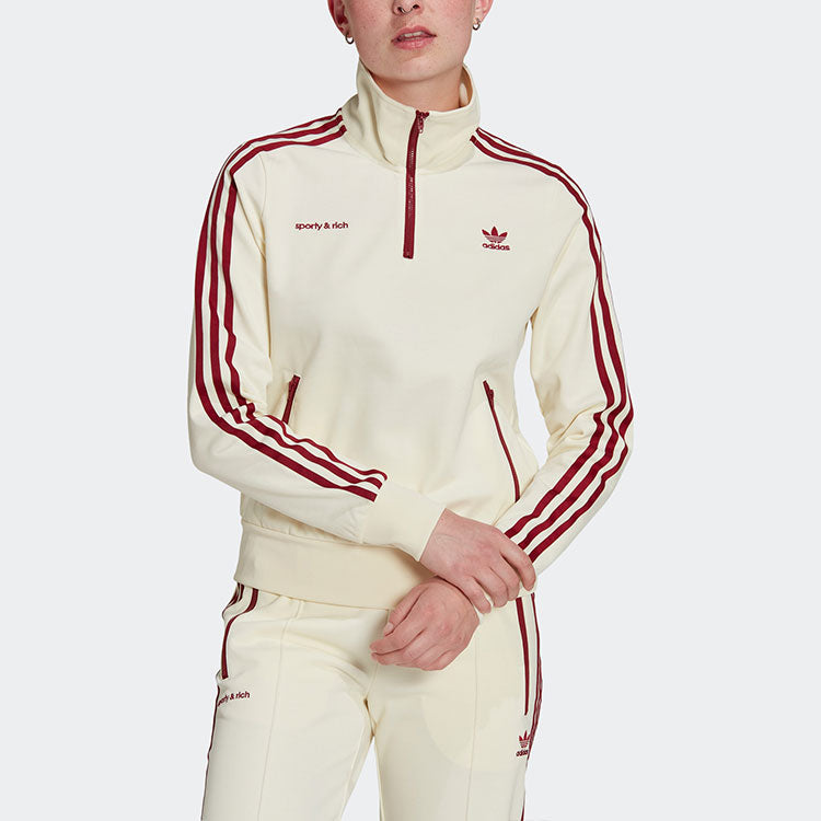 (WMNS) adidas x Sporty & Rich Half-Zip Track Jackets 'White' IB2157