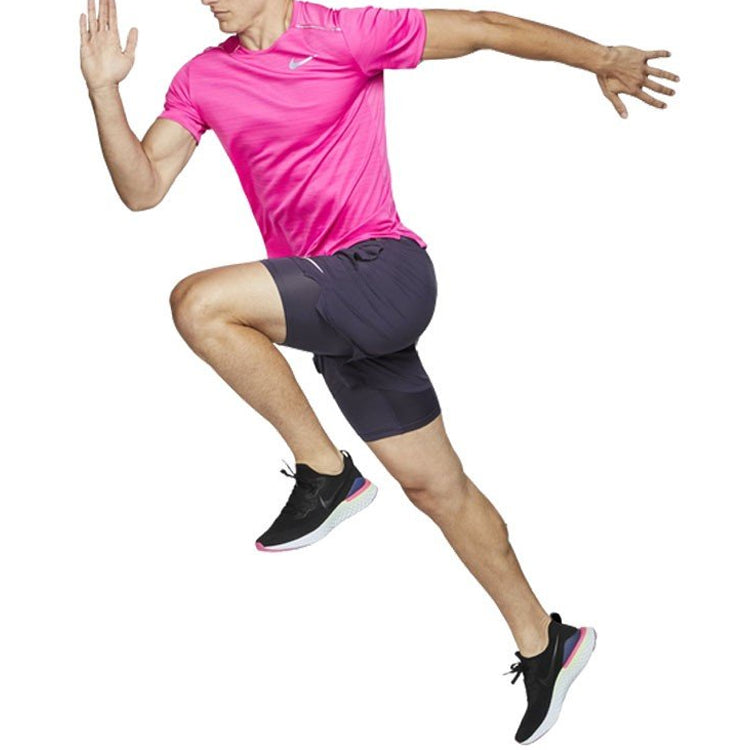 Nike DRI-FIT MILER Running Quick Dry Short Sleeve Purple Red Purplered AJ7566-686