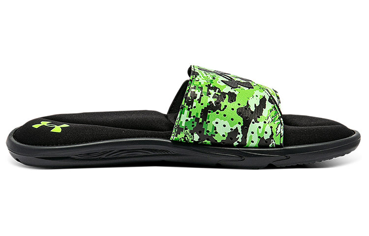 Under Armour Ignite 6 Graphic Strap Slide 'Black Green Citrine Camo' 3024450-001