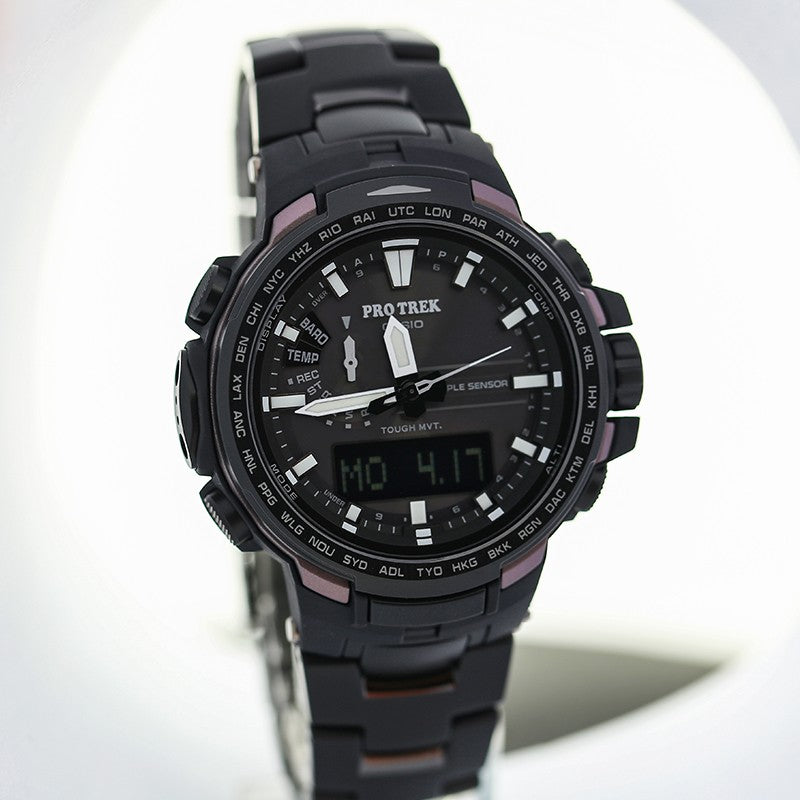 CASIO Sports Solar Powered Waterproof Mens Black Analog/Digital Combo PRW-6100YT-1