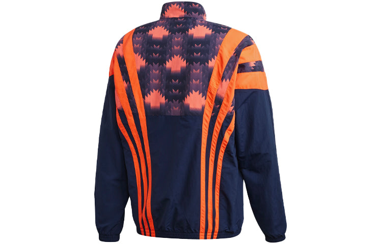 adidas originals Colorblock Pattern Printing Loose Zipper Jacket Navy Blue FM3415