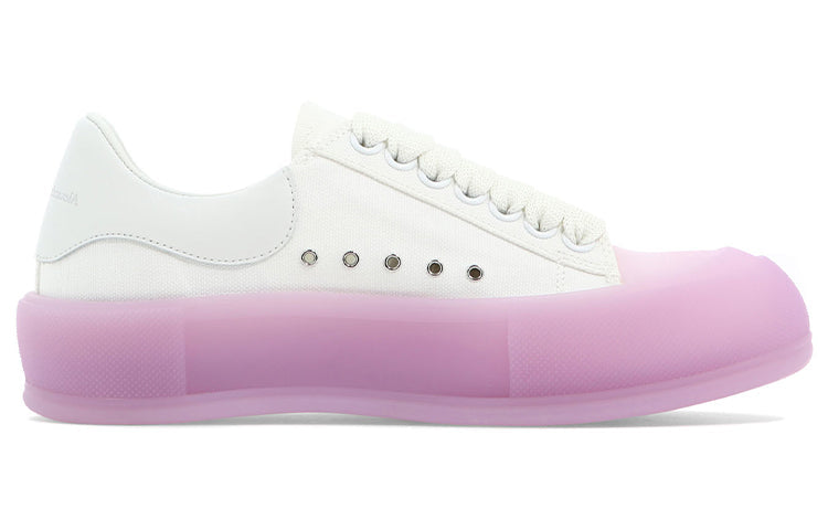 (WMNS) Alexander McQueen Deck Skate Plimsoll Shoes 'White Pink' 697120W4MVW9490
