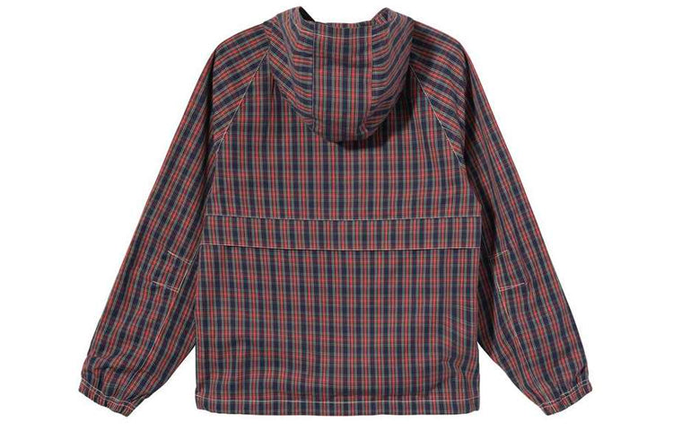 Stussy Unisex Logo Embroidery Check Jacket Red STUSSY-SS21-29