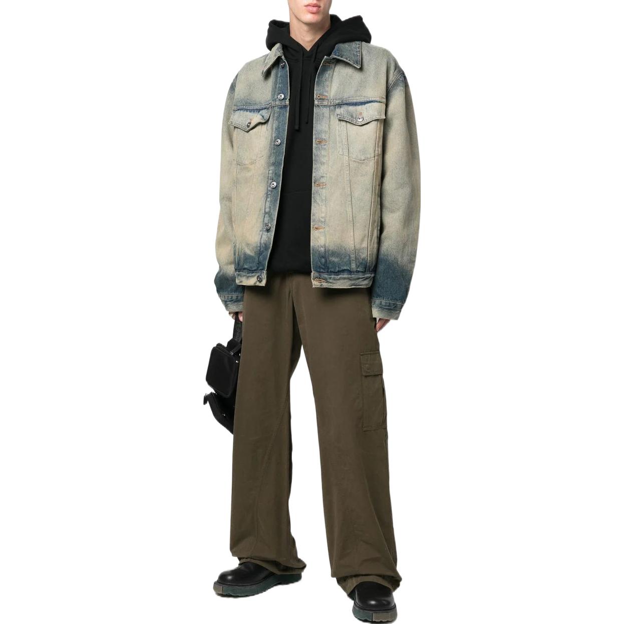 Men's Off-White FW22 Distress Denim Version Gray Jacket OMYE077F22DEN0044800