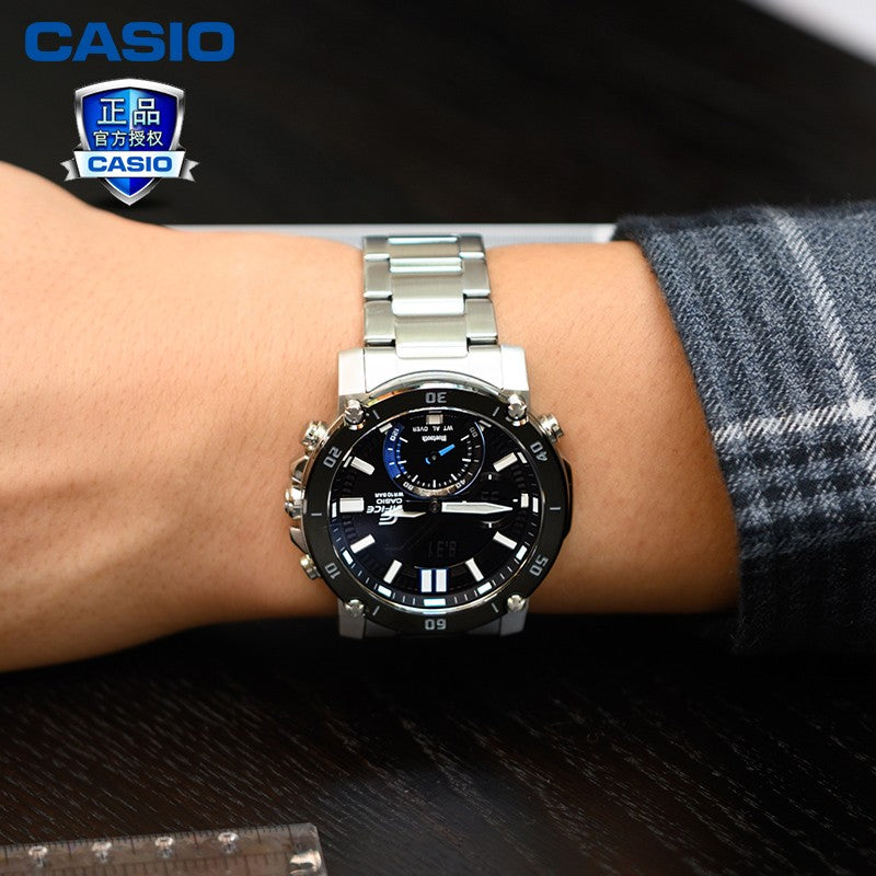 Casio Analog-Digital Watch 'Silver Black Blue' ECB-20YDB-1A