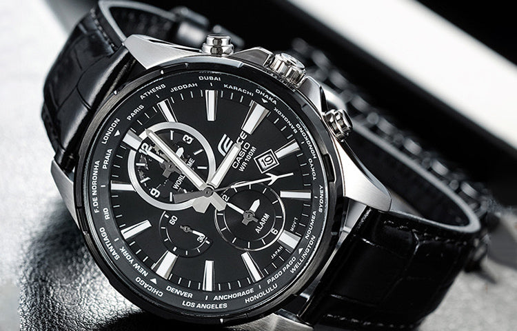 CASIO Quartz Waterproof EDIFICE Sapphire Crystal Solar Powered Mens Black Analog EFR-304BL-1AVUPF